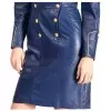 Women Stylish Admiral Blue Leather Trench Coat