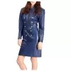 Women Stylish Admiral Blue Leather Trench Coat