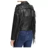 Women Punk Style Black Studded Biker Leather Jacket Gothic Brando Rock Punk Jacket