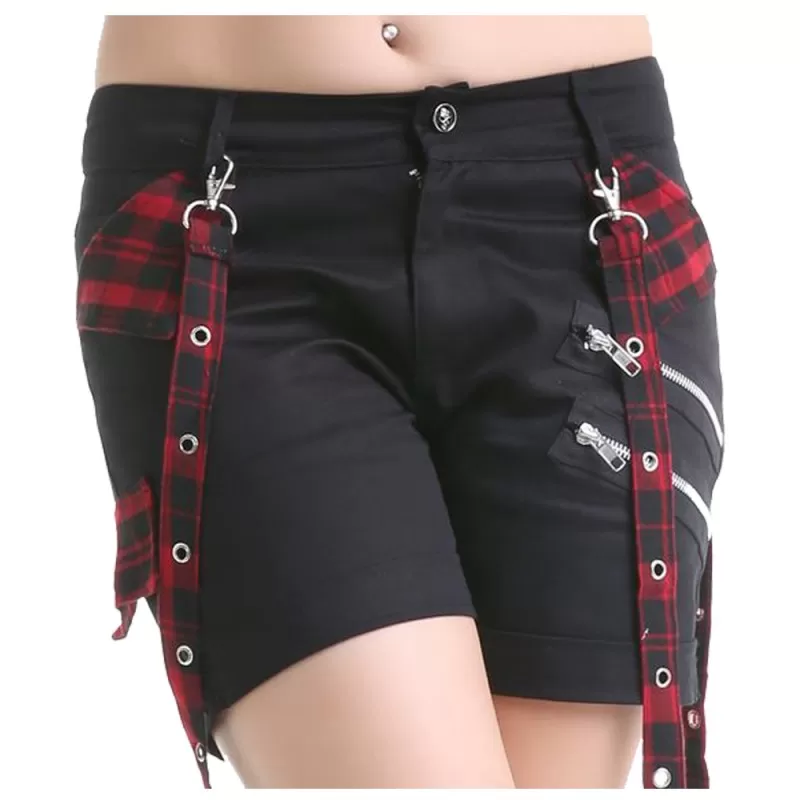 Women Tartan Punk Black Short Women Tartan Punk Black Short