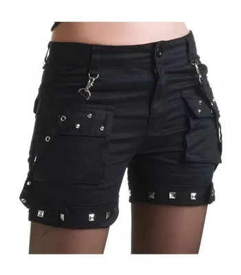 Women Gothic Cargo Black Short  (2025)