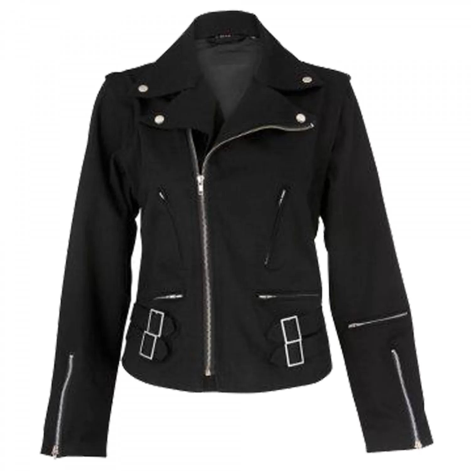 Women Black Gothic Jacket Punk Motorcycle Cotton Jacket