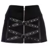 Women PUNK Metallic Bubble Zipper Upskirt Black Steampunk Mini Skirt Ladies Short (2025)