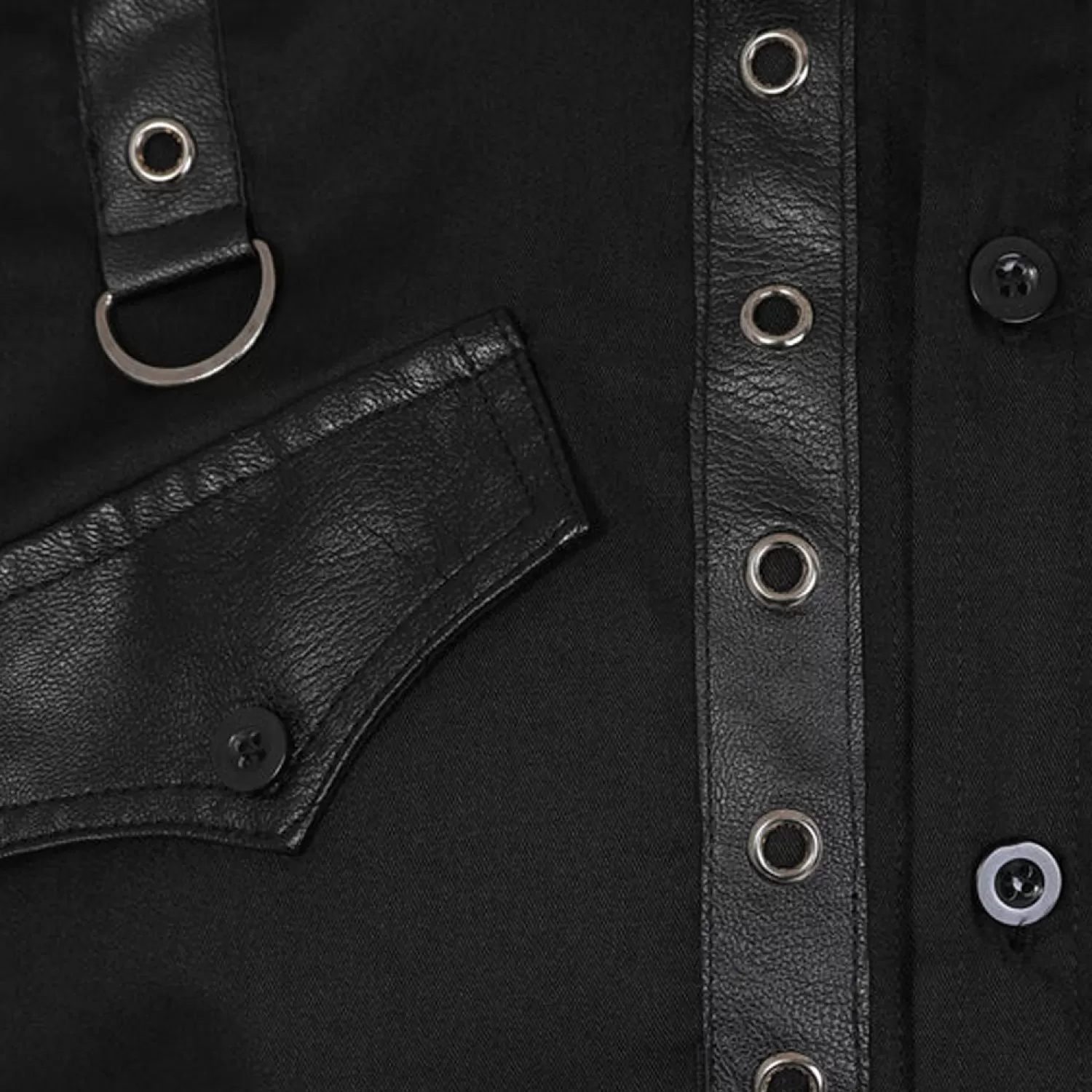 Men Short Sleeve Gothic Shirt Black Axl Shirt With D-rings Style