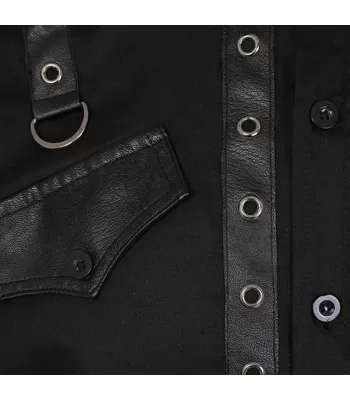 Men Short Sleeve Gothic Shirt Black Axl Shirt With D-rings Style (2025)
