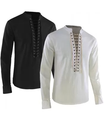 Man Retro Medieval Pirate Viking Cosplay Shirt Vintage Casual (2025)