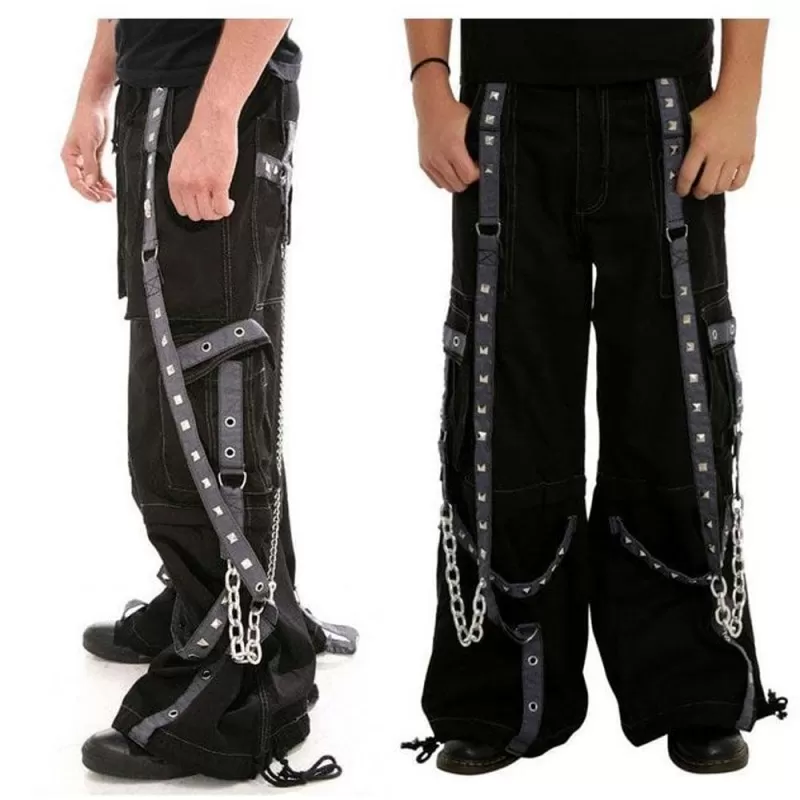 Men Gothic Black Buckle Cargo Pant