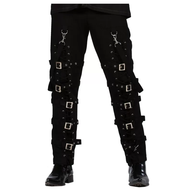 Men Gothic Pant Punk Cyber Black Buckle Trouser D Rings Pant