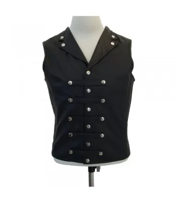 Mens Gothic Military Leather Waistcoat  (2025)