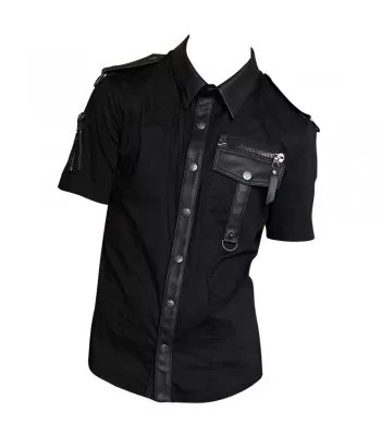 Men Gothic Police Officer Shirt Black Goth Clearance Shirt Cotton Shirt (2025)
