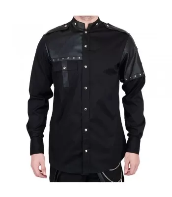 Handmade Men Gothic Vintage Shirt Black Cotton Goth Steampunk Style Shirts (2025)