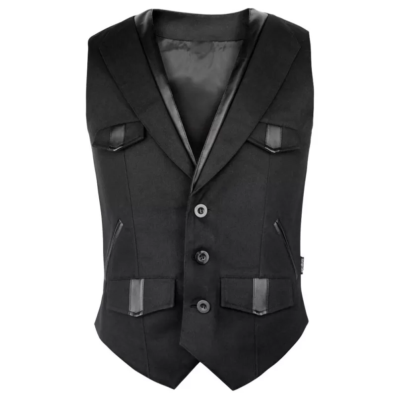 Men Gothic Wool Waistcoat Vest Black  (2025)