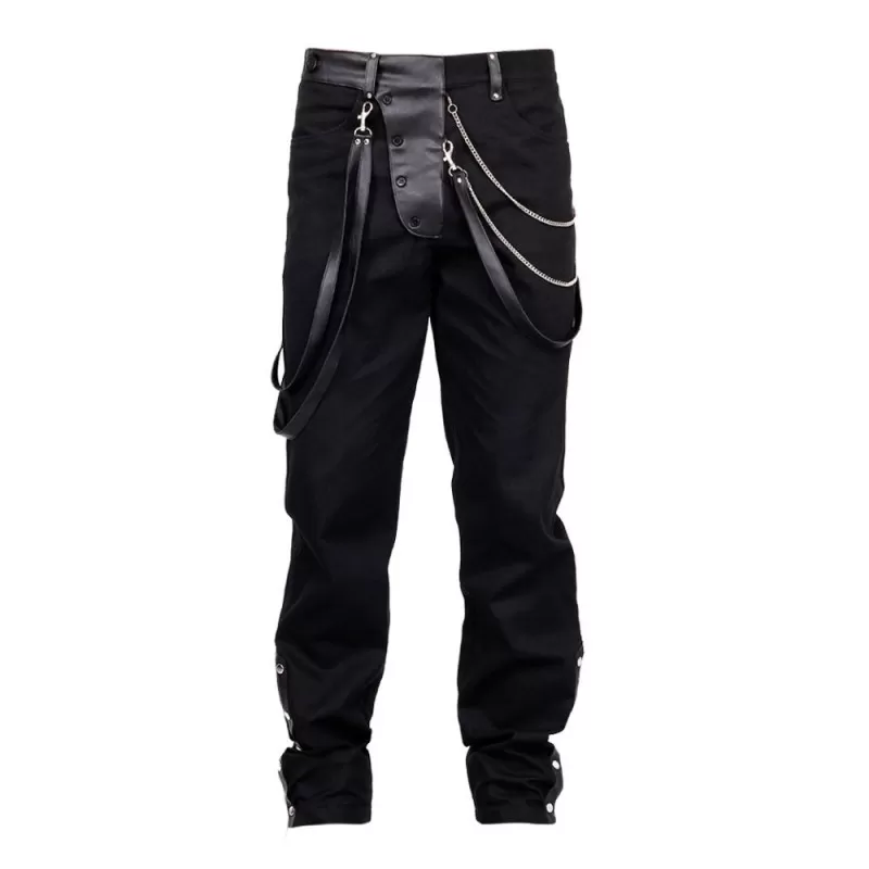 Steampunk Vintage Trouser Men Goth Black Gens Steam Pant