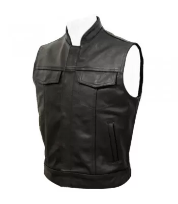 Leather Cut Off Outlaw Biker Vest by Skintan Leather Men Waistcoat Outdoor Vest (2025)