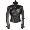 MJ Hot Leather Jacket Military Style Gothic Jacket 