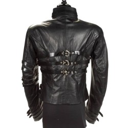 MJ Hot Leather Jacket Military Style Gothic Jacket 