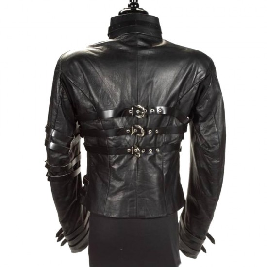 MJ Hot Leather Jacket Military Style Gothic Jacket 
