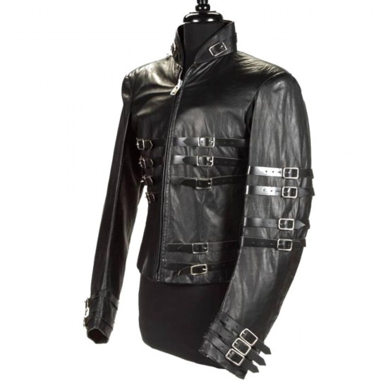 MJ Hot Leather Jacket Military Style Gothic Jacket 