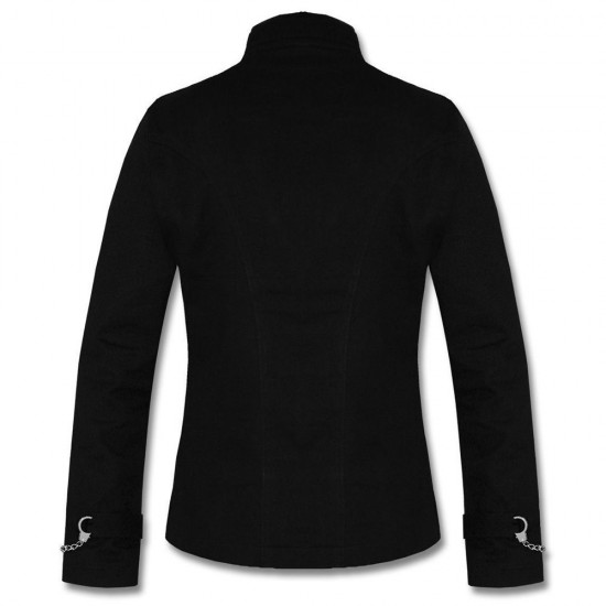 Men Gothic Black Jacket Asylum Vampire Jacket Metal Strap Buckle Jacket