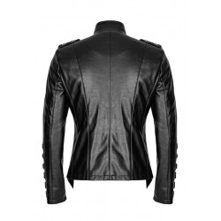 Men Gothic Heavy Fashion Jacket Pu Leather Military Jacket Uniform 