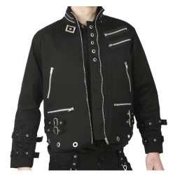 Men Black Canvas EYELET JACKET Dead Threads Zips Bondage Jacket Gothic Jacket