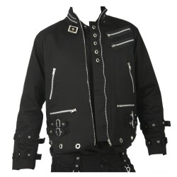 Men Black Canvas EYELET JACKET Dead Threads Zips Bondage Jacket Gothic Jacket