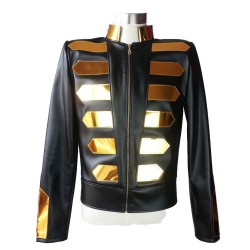Nightclub Gold Fashion Leather Jacket 