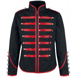 Men Red Parade Military Jacket Steampunk Marching Drummer Jacket 