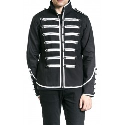 Men Gothic Military Parade Marching Jacket Steampunk EMO Army Band Drummer Jacket 