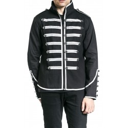 Men Gothic Military Jacket Parade Marching Jacket  Army Band Drummer Jacket