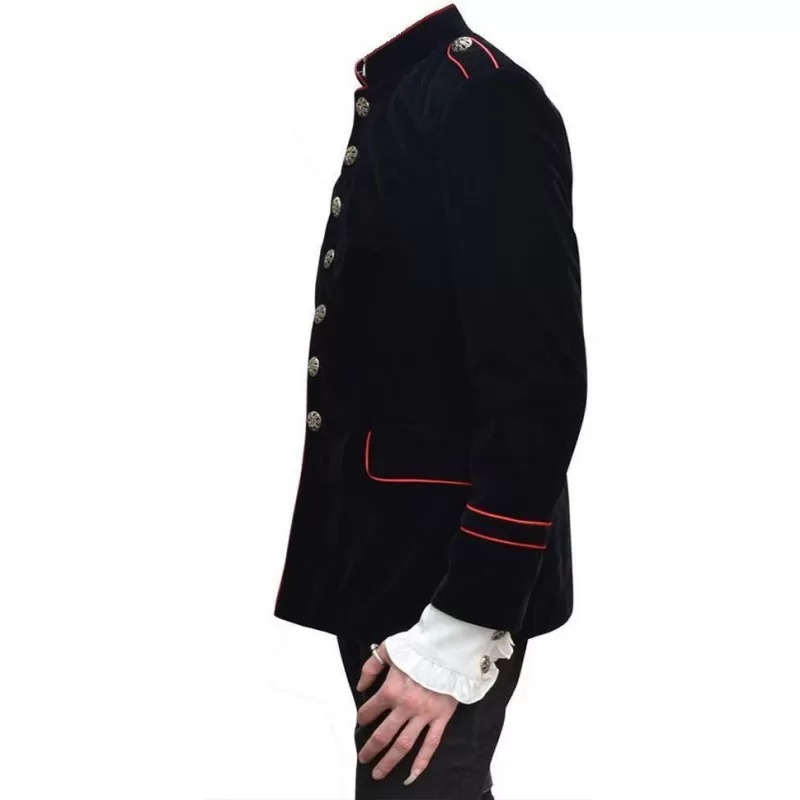 Men Gothic Steampunk VTG Solid Velvet Jacket Handmade Goth Jacket