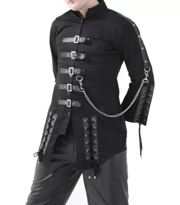 New Men Gothic Jacket Black Dead Threads Corseting Chain EMO Cyber Jacket (2025)
