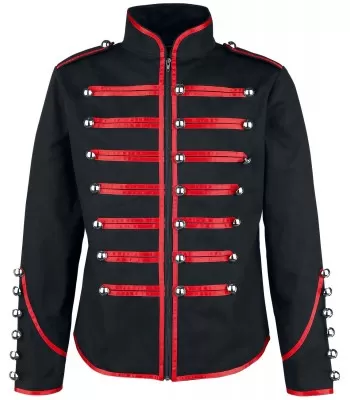 Men Red Parade Military Jacket Steampunk Marching Drummer Jacket  (2025)