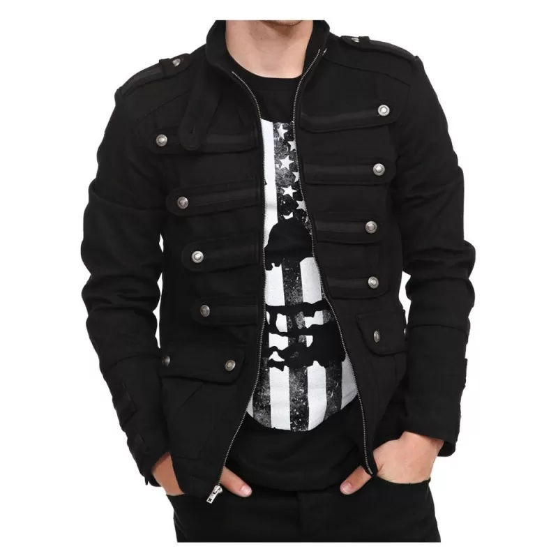 Men Gothic Military Jacket Vintage Goth Steampunk Military Style Jacket GA MJ 10052008