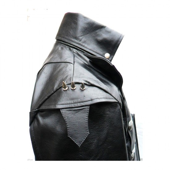 Men Lambskin Gothic Leather Coat Rock Style Goth SteampunkJacket 