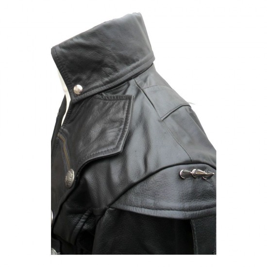 Men Lambskin Gothic Leather Coat Rock Style Goth SteampunkJacket 