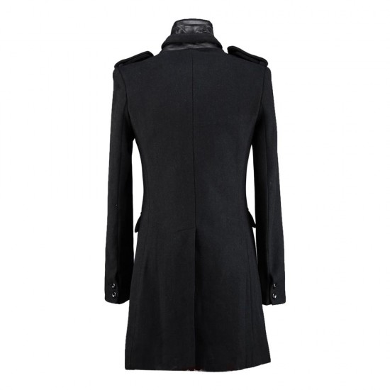 Men Woolen Gothic Slim Medium Long Trench Coat Personalized Stand Collar Men Woolen Gothic Slim Medium Long Trench Coat Personalized Stand Collar