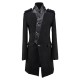 Men Woolen Gothic Slim Medium Long Trench Coat Personalized Stand Collar 