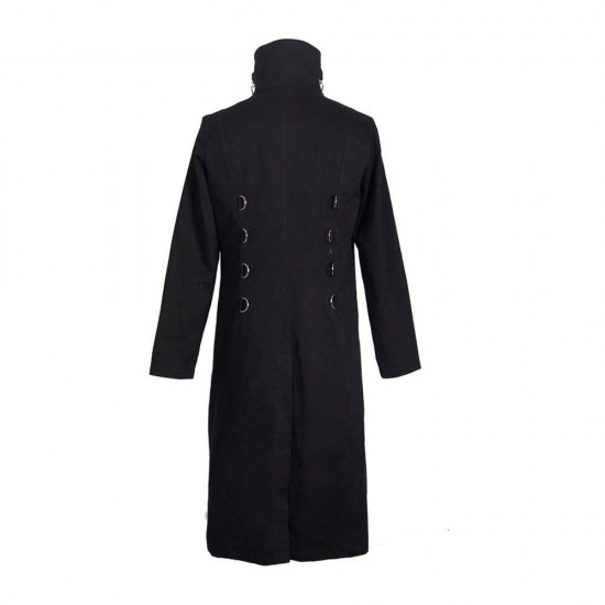 Mens Gothic Coat Stand Collar Punk Rock Coat Windbreaker Mens Gothic Coat Stand Collar Punk Rock Coat Windbreaker