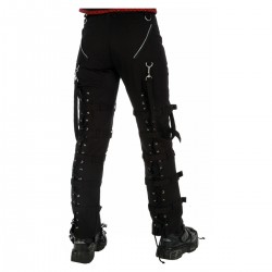 Men Gothic Threads Pant Goth Punk Cyber Black Buckle Pant Zips Straps Trousers Pants 