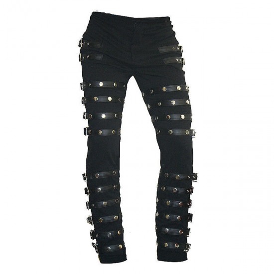 Michael Jackson Pant Punk Classic Rivet BAD Concert Metal Rock Pants Trousers