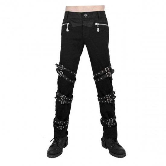 Men Gothic Pants Halloween Costume House Fashion PU Buckles Pant Trousers Men Gothic Pants Halloween Costume House Fashion PU Buckles Pant Trousers
