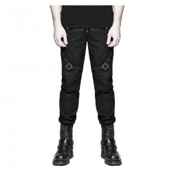 Men Gothic Leather Straps Diesel Punk Military Style Pant For Sale
