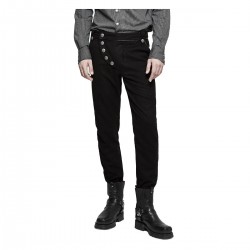 Mens Steampunk Military Pants Black Gothic VTG Army Uniform Trousers Pant 