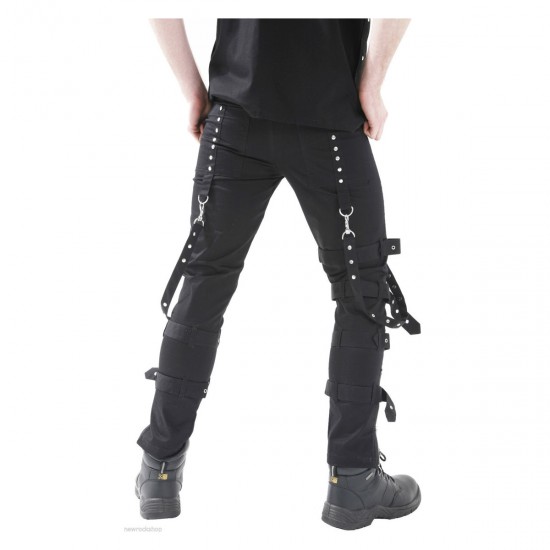 Men Gothic Bondage Pant Cotton Studs Metal Punk EMO Rock Pant 