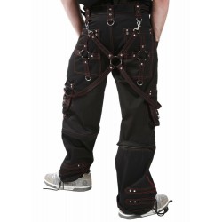 Men Gothic Pant Bondage Trouser Black Red Punk Rock Short Pants