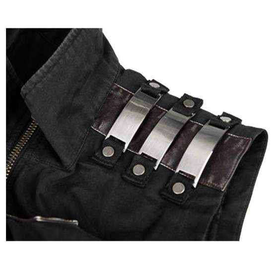 Men Gothic Cyber Vest Steampunk Military Rock Black Vest Top Men Gothic Cyber Vest Steampunk Military Rock Black Vest Top