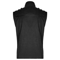 Men Gothic Cyber Vest Steampunk Military Rock Black Vest Top 
