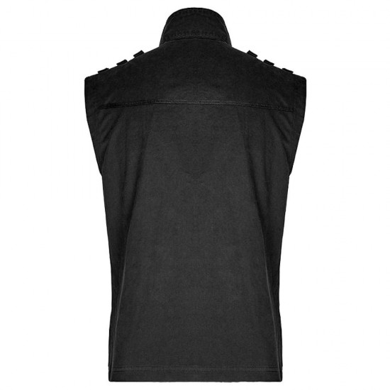 Men Gothic Cyber Vest Steampunk Military Rock Black Vest Top Men Gothic Cyber Vest Steampunk Military Rock Black Vest Top