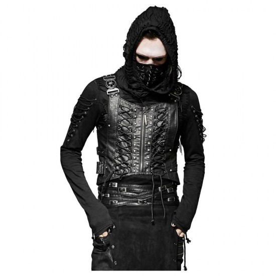 Mens Dieselpunk Waistcoat Vest Gothic Black Faux Leather Dystopian Vest Mens Dieselpunk Waistcoat Vest Gothic Black Faux Leather Dystopian Vest